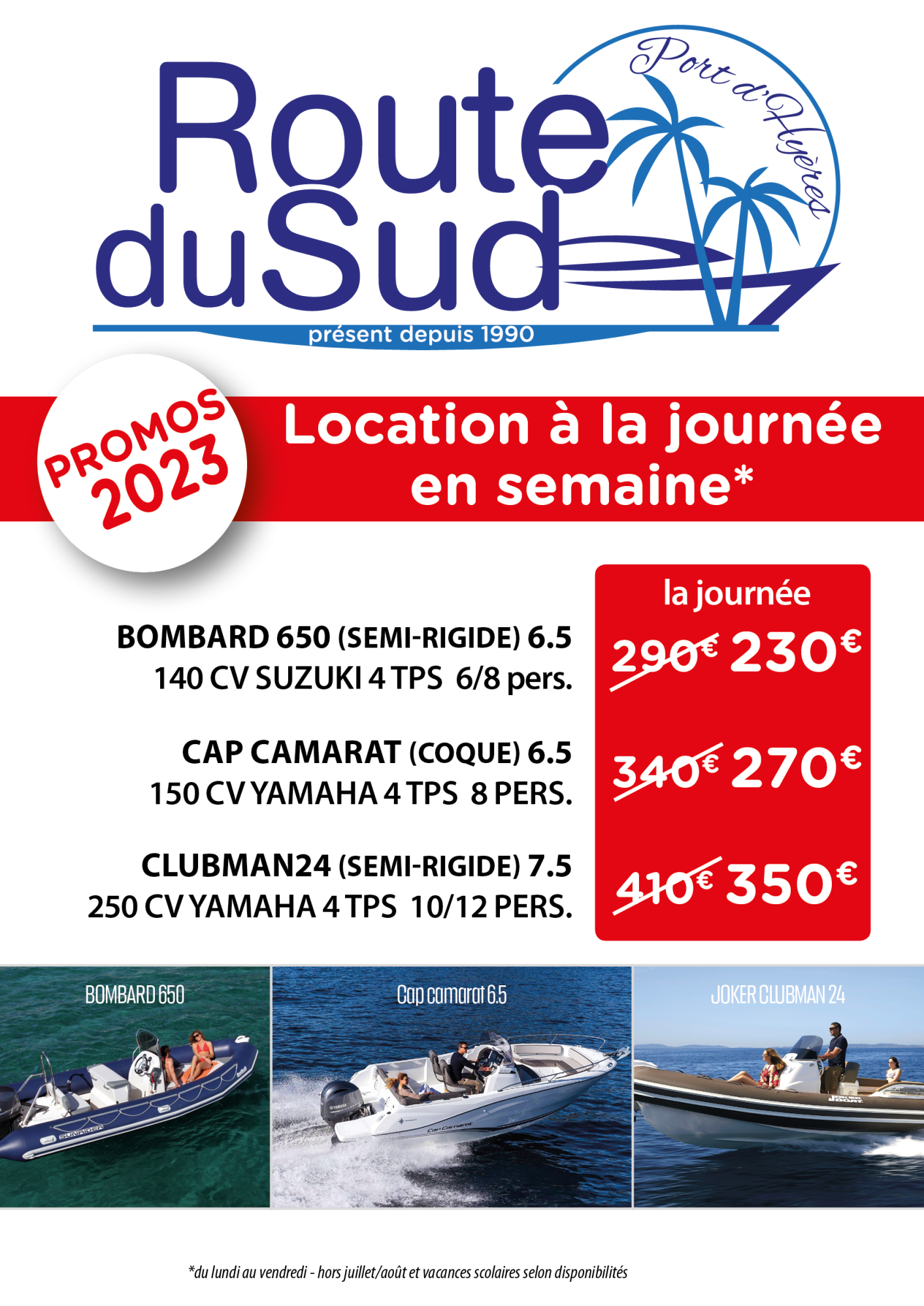 Location bateau moteur voilier Hyères promo